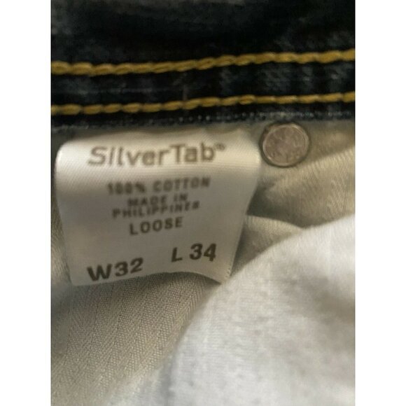 Vintage Levis Silvertab Blue Distressed Denim Jeans 30x33 Loose Relaxed Cotton - Picture 8 of 10